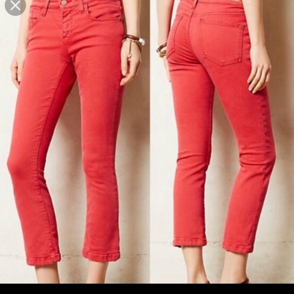 Anthropologie Denim - Anthropologie High-Rise Red Denim